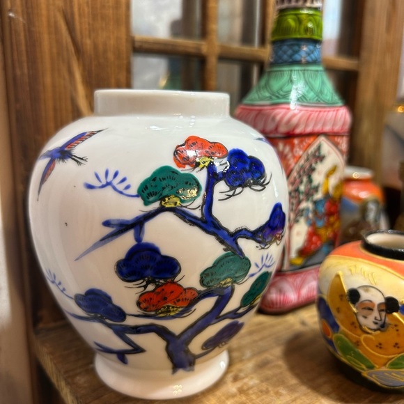 Handcrafted Ceramic Vase with Vibrant Tree Design 4.5" - Picture 9 of 10